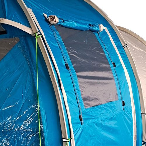 3-4 Persons Tunnel Tent, Two Room Camping Tent w/ Windows, Blue