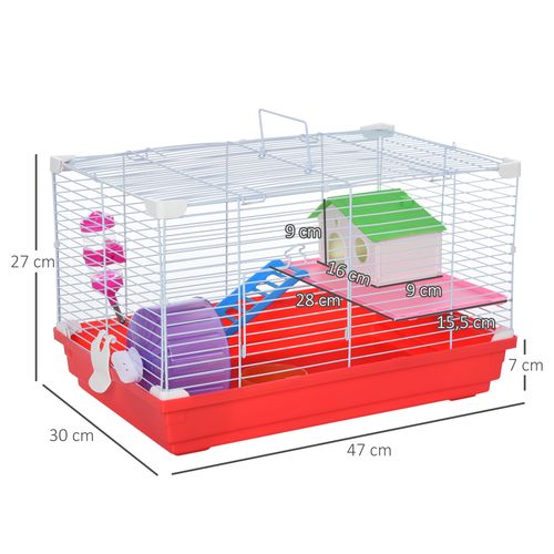 Hamster Cage Pet Animal Travel Cage Box Double Layers w/ Accessories Pawhut