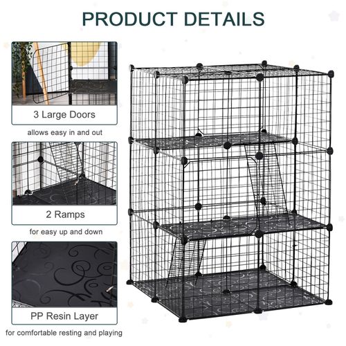 Pet Playpen DIY Small Animal Cage w/ Doors Ramps for Kitten Bunny Chinchilla