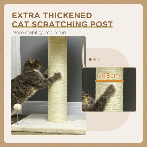 Cat Tree for Indoor Cats w/ Sisal Scratching Post, Spacious Kitten Bed - Cream