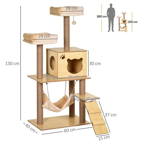 130cm Cat Tree for Indoor Cats, Multi-Level Plush Cat Tower