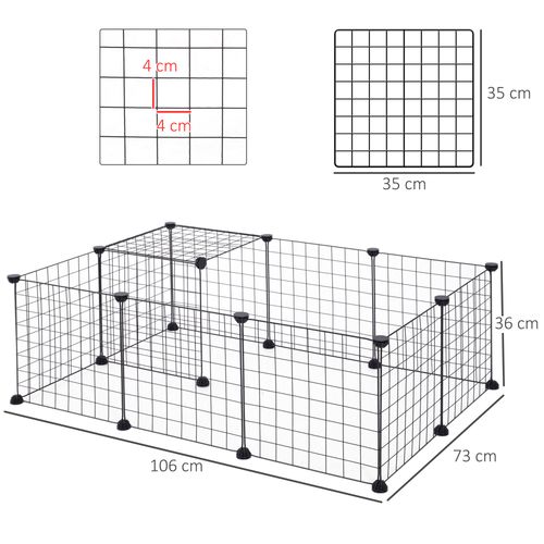 DIY Pet Playpen Metal Wire Fence 12-Panel Guinea Pig Small Animals Cage Black