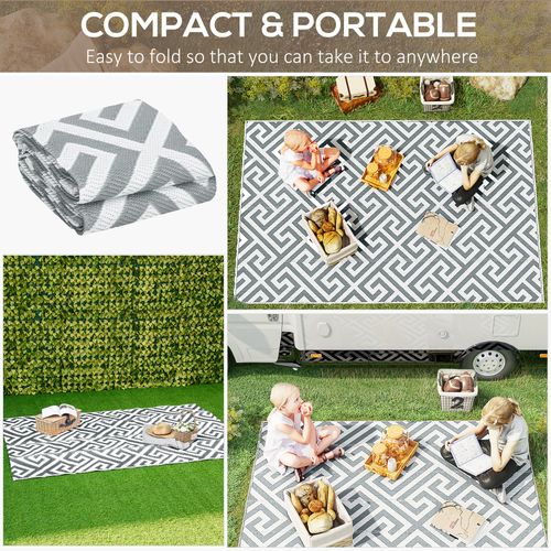 Outsunny 152x243cm Reversible Outdoor Rug Portable Plastic Straw RV Camping Mat