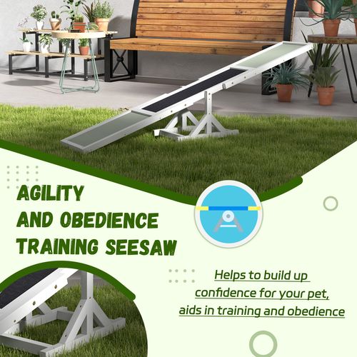 PawHut Wooden Pet Seesaw for Big Dogs with Anti-Slip Surface, White