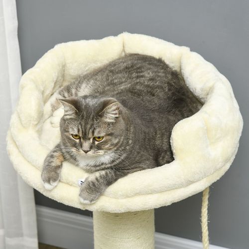 Cat Tree for Indoor Cats w/ Sisal Scratching Post, Spacious Kitten Bed - Cream