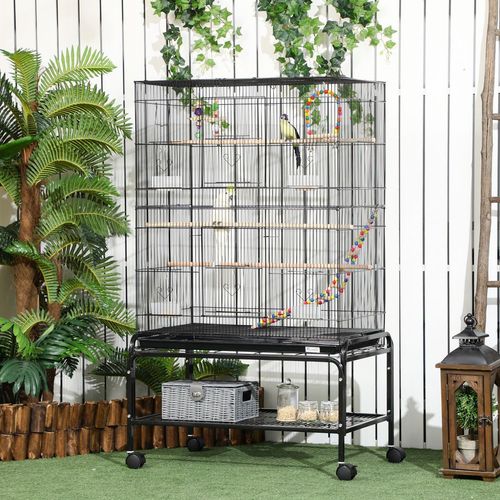 Bird Cage, with Stand, Wheels, Toys, for Budgies, Finches, Parakeets