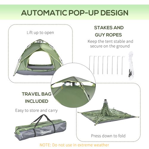 2 Man Pop Up Tent Camping Festival Hiking Family Travel Shelter Outsunny