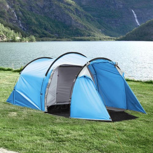 3 Man Camping Tent w/ 2 Rooms Porch Vents Rainfly Weather-Resistant Outsunny