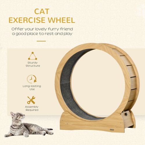 Cat Treadmill, Wooden Cat Running Wheel with Brake, Cat Exercise Wheel