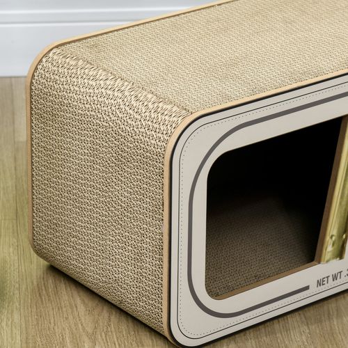 PawHut 2 in 1 Cat Scratching Board, Cardboard Cat House with Catnip