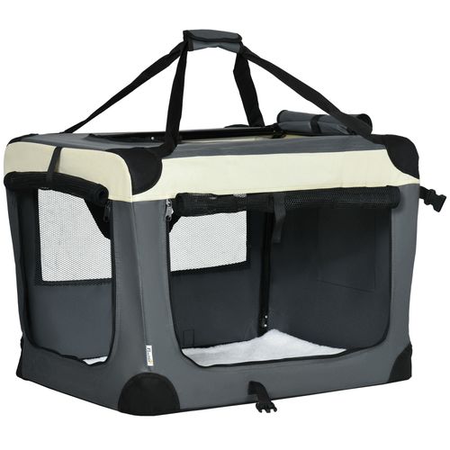 70cm Foldable Pet Carrier w/ Cushion for Mini Dogs and Cats - Grey Pawhut