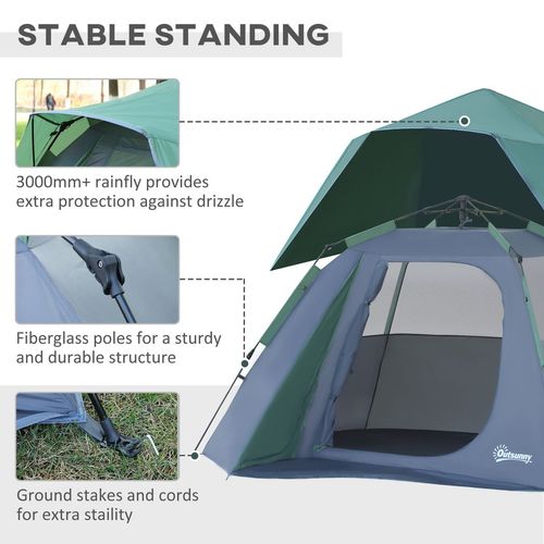 Family Pop-Up Camping Tent W/ Removable Waterproof Rainfly Outsunny