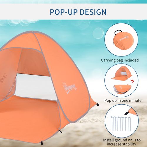 Beach Tent Instant Camping Pop up Tent Sun Shade Shelter, Orange Outsunny