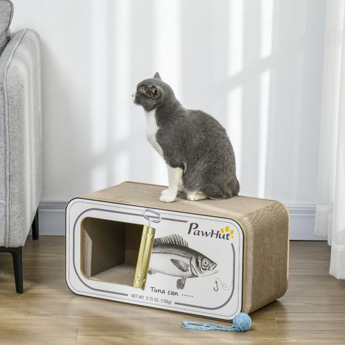 PawHut 2 in 1 Cat Scratching Board, Cardboard Cat House with Catnip