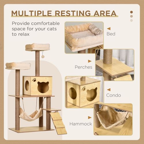 130cm Cat Tree for Indoor Cats, Multi-Level Plush Cat Tower