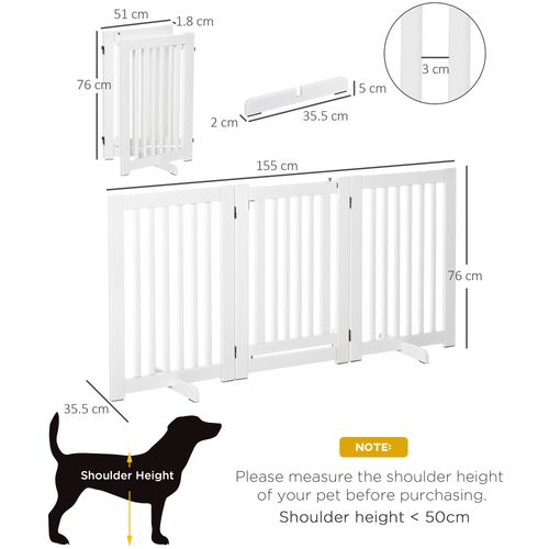 MDF Dog Gate Step over Panel Fence Expandable Folding w/Latch Support Feet White