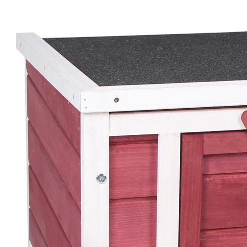 PawHut Wooden Rabbit Hutch Bunny Cage Guinea Pig House Pet Habitat Ferret Red