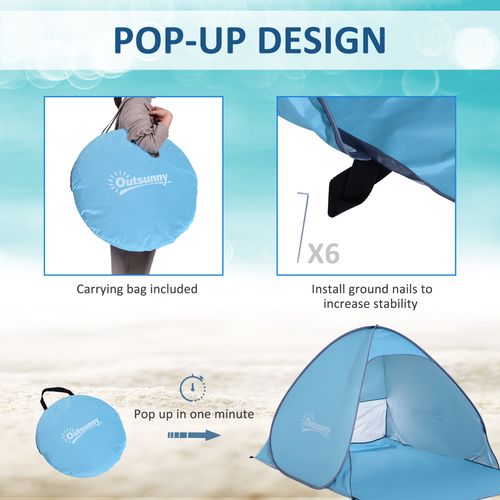 Beach Tent Instant Camping Pop up Tent Sun Shade Shelter, Blue Outsunny