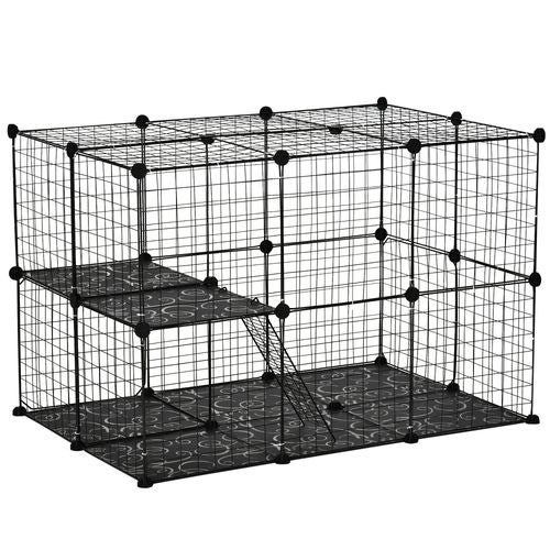 Pet Playpen DIY Small Animal Cage w/ Doors Ramps for Kitten Bunny Chinchilla