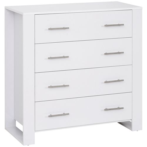 Chest Of 4 Drawers Home Storage Clothes Cabinet Metal Handles White