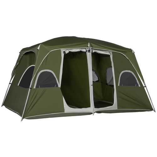 Camping Tent, Family Tent 4-8 Person 2 Room Easy Set Up, Green Outsunny