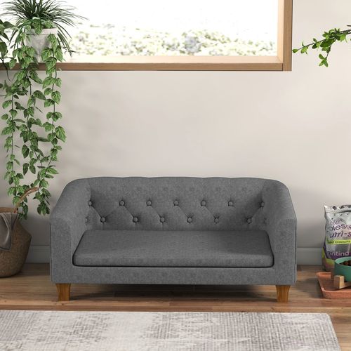 Dog Sofa Bed, Elevated Dog Couch w/ Soft Cushion for Small, Medium Dogs - Grey