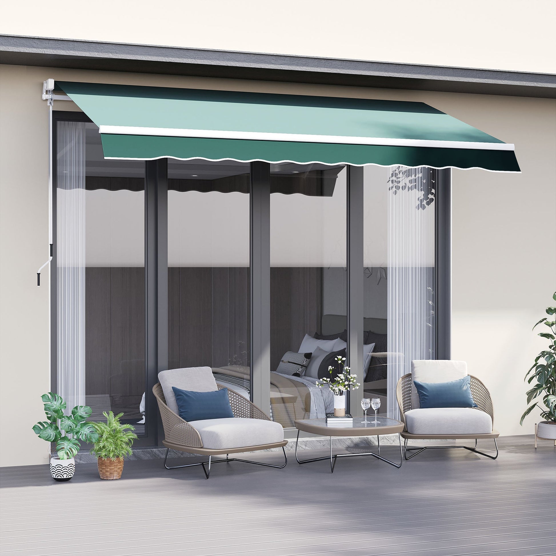 Outsunny 2.5x2m Manual Retractable Awning